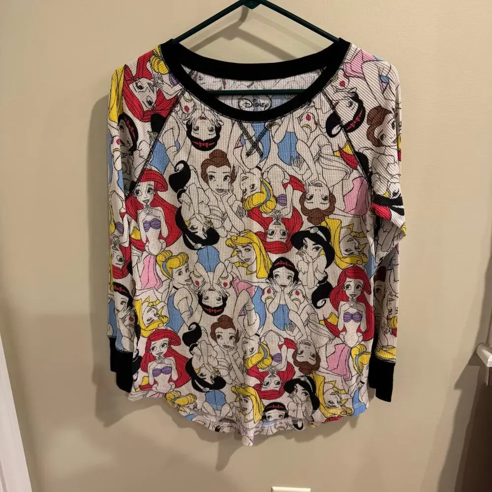 Disney Women’s Princess Waffle Knit Pajama Set Size Medium - Picture 1 of 8